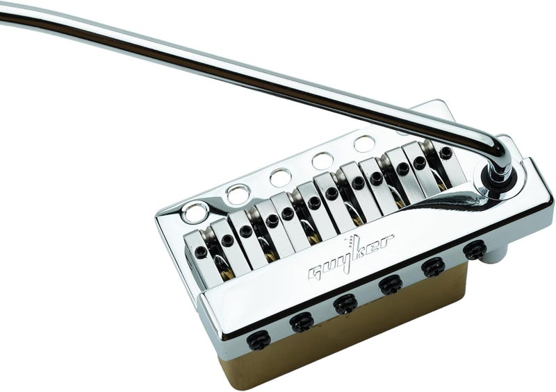 guyker Guitar Tremolo Bridge String Spacing 10.5MM with Brass Roller Saddle and Brass Block & Spring and Claw, Pop-In Vibrato Bar, Complete Install Kit, GG1009AB-T Chrome - Image 5